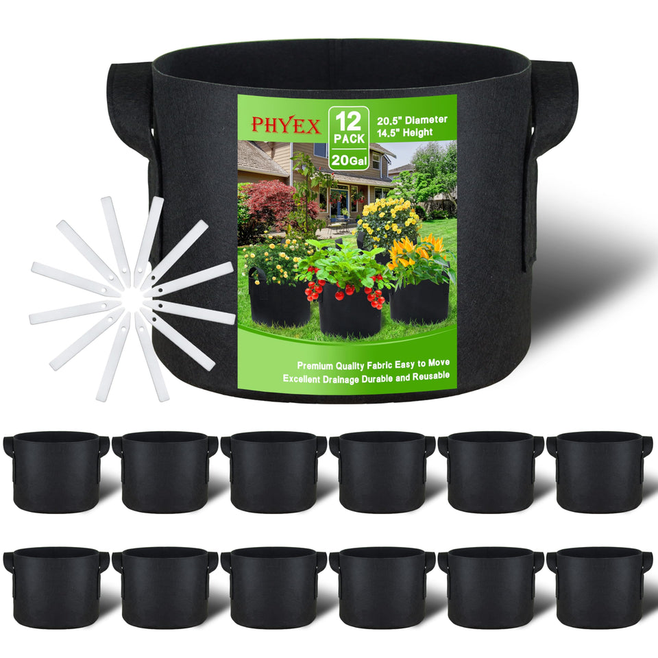 PHYEX 12-pack grow bags with handles for easy movement