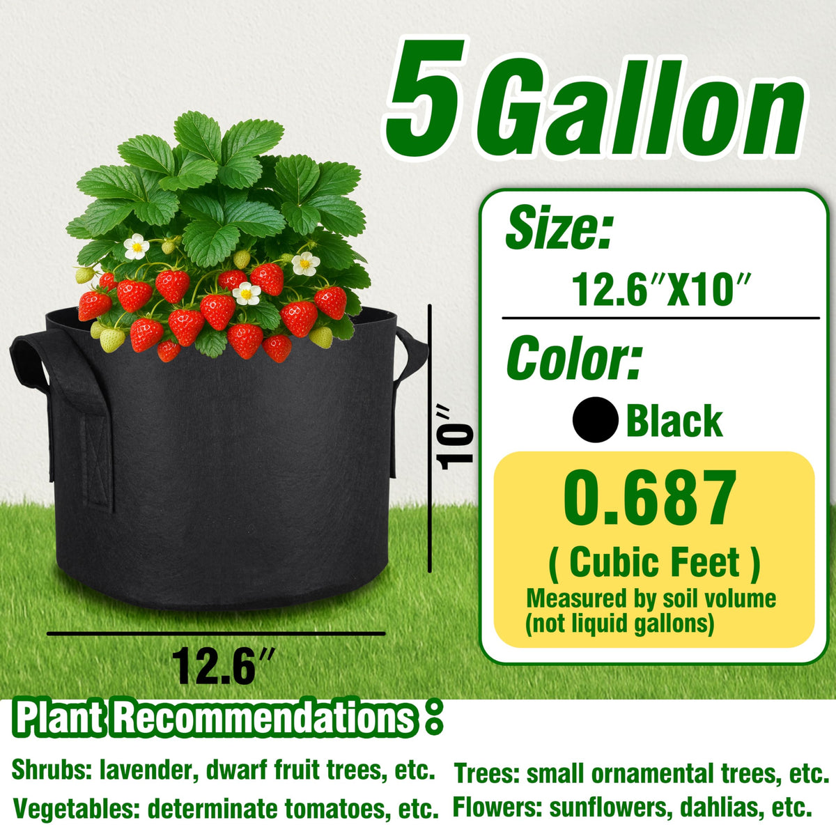 PHYEX heavy-duty fabric pots with handles designed for easy lifting