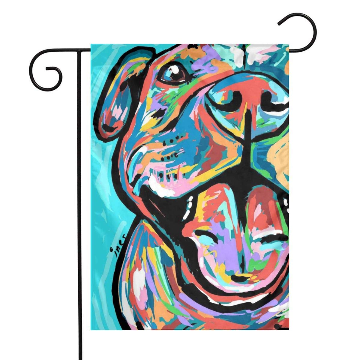 PhyShen colorful pitbull flag close-up for front door decor, waterproof polyester.