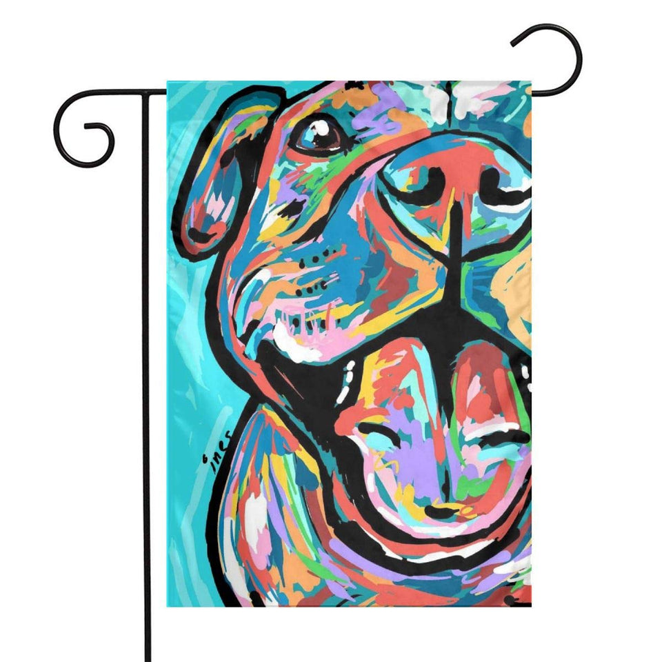 PhyShen colorful pitbull flag close-up for front door decor, waterproof polyester.