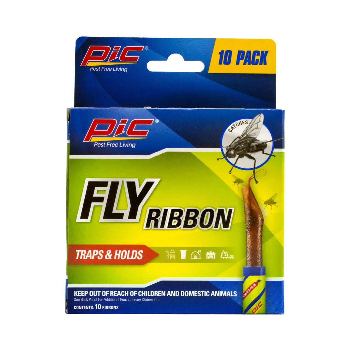 PIC FR10B close-up showing sticky ribbon catching gnats and moths.