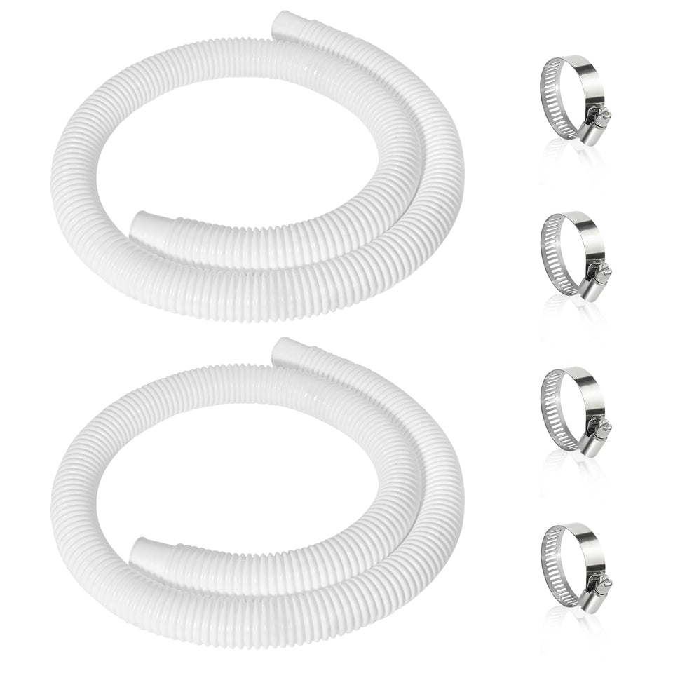 Picatu 2-pcs 1-1/4 inch pool hose in packaging shows long 59-inch length for easy setup