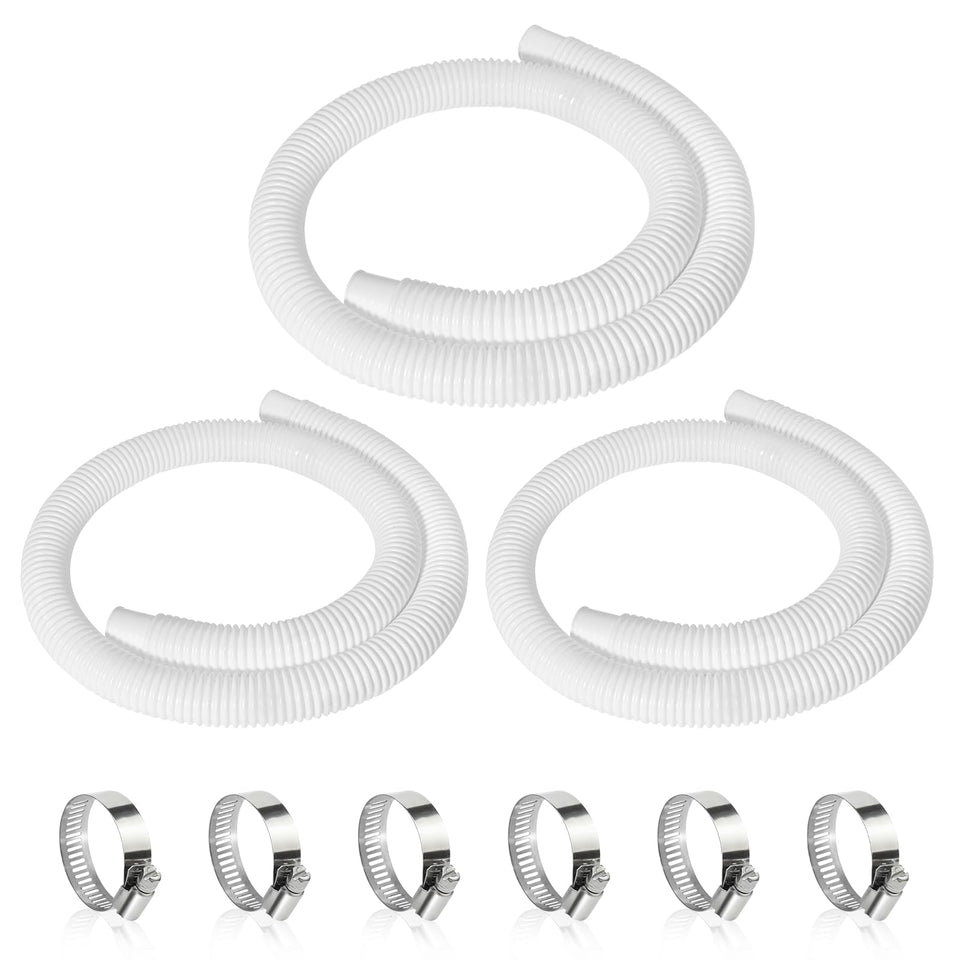 Picatu 3-pcs pool hoses 59-inch: durable, leak-proof connections for above-ground pool pumps.