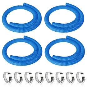 Picatu four-pack 1.25-inch pool hoses, 59 inches each, ready for quick above-ground setup.