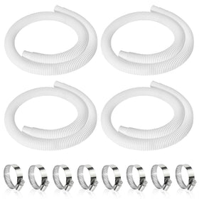 Picatu 4-pack pool hoses laid out for above-ground pool use, durable and ready.