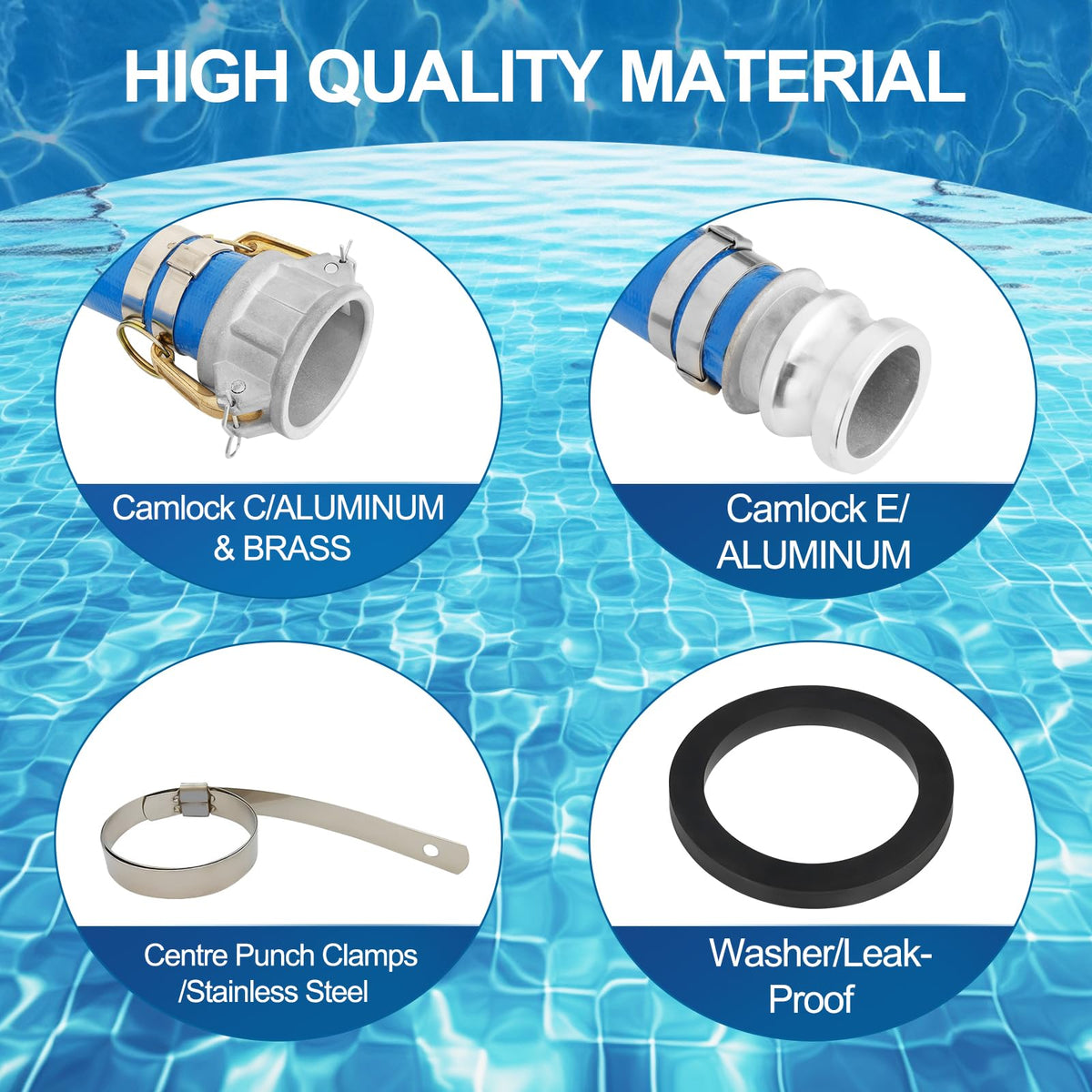 Picatu aluminum Camlock C-type coupling for secure pool connections