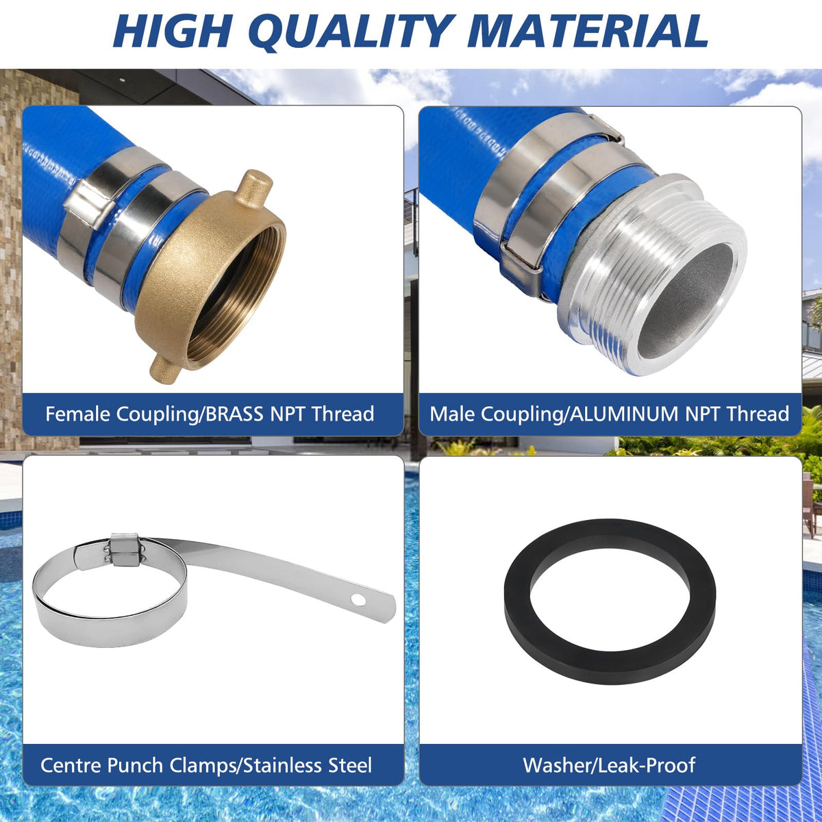 Picatu aluminum pin lug connectors on both ends ensure secure, leak-proof connections.