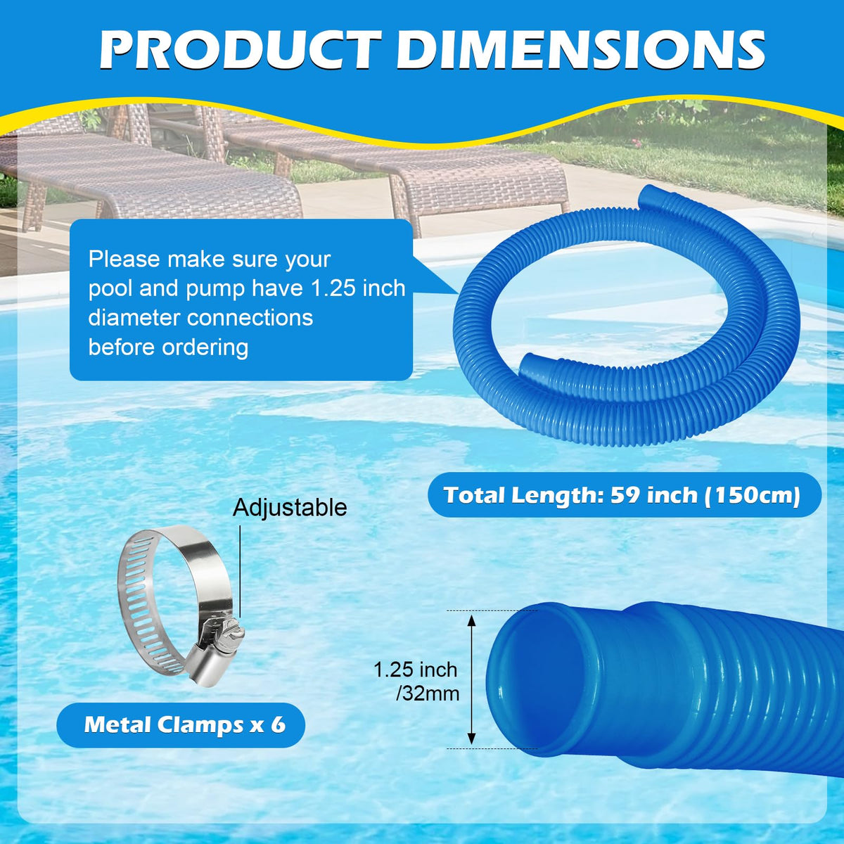 Picatu stainless-steel clamps included for secure hose connections.