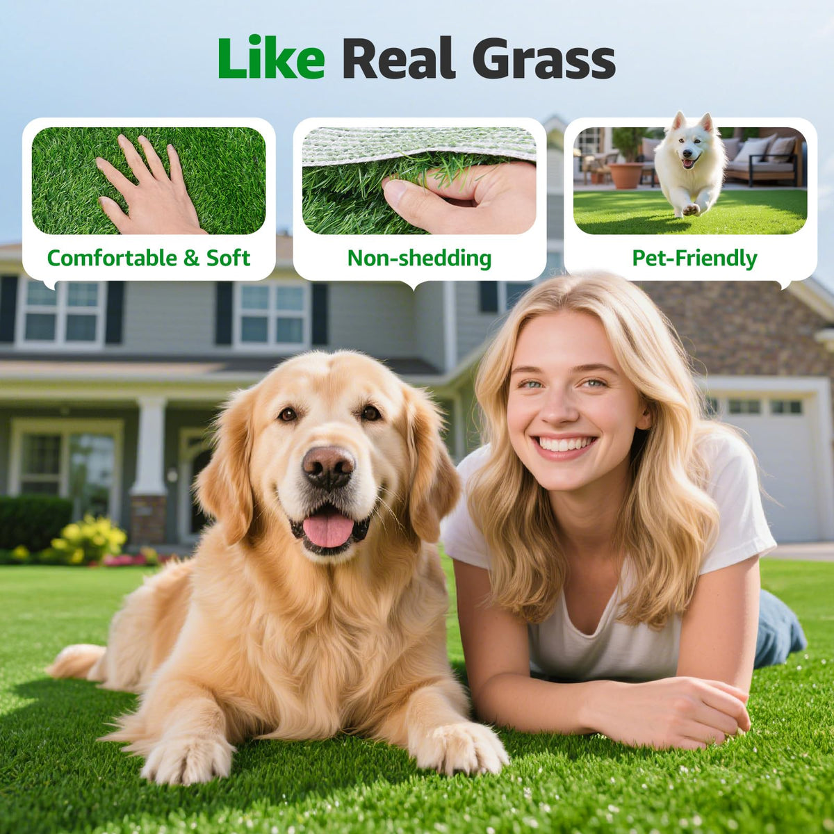 Pick For Life artificial grass with 3D drainage for fast drying