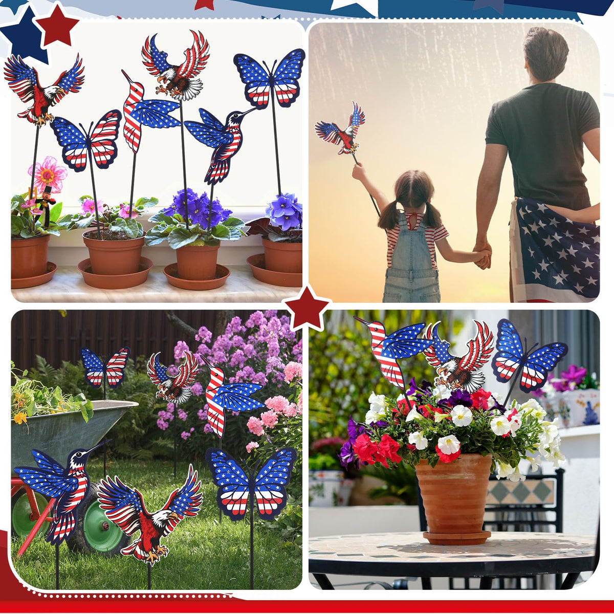 Pickmesh 12 inch yard stake shows clear patriotic display