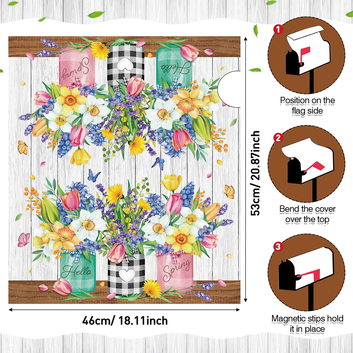 Pickmesh floral mailbox wrap highlights vibrant colors for garden decor.