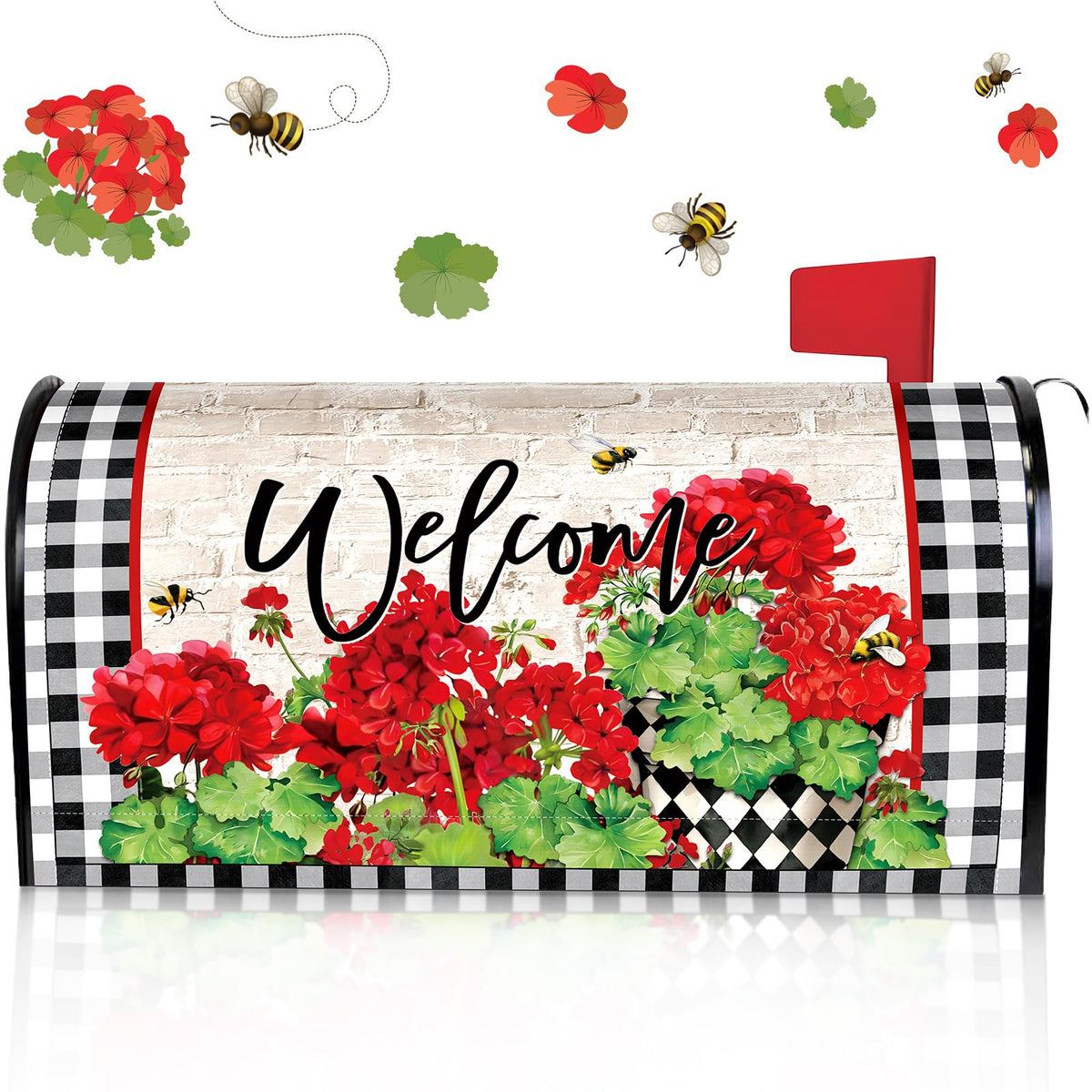 Pickmesh floral mailbox cover with dahlia blooms brightens outdoor curb appeal.