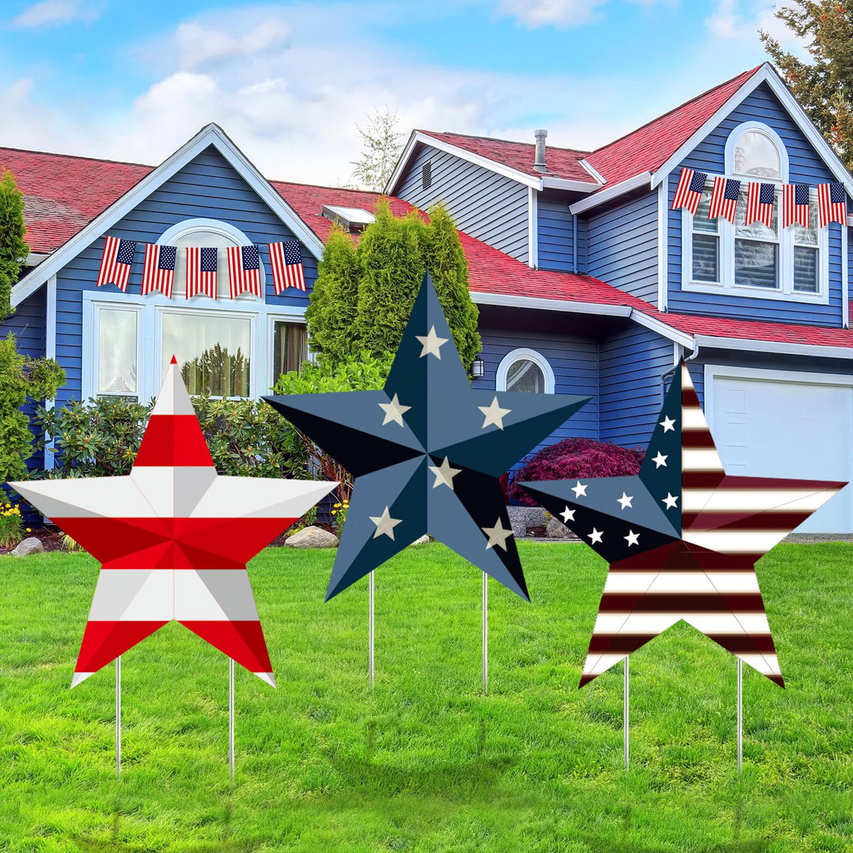 Pickmesh 4th of July yard sign with metal stake boosts curb appeal