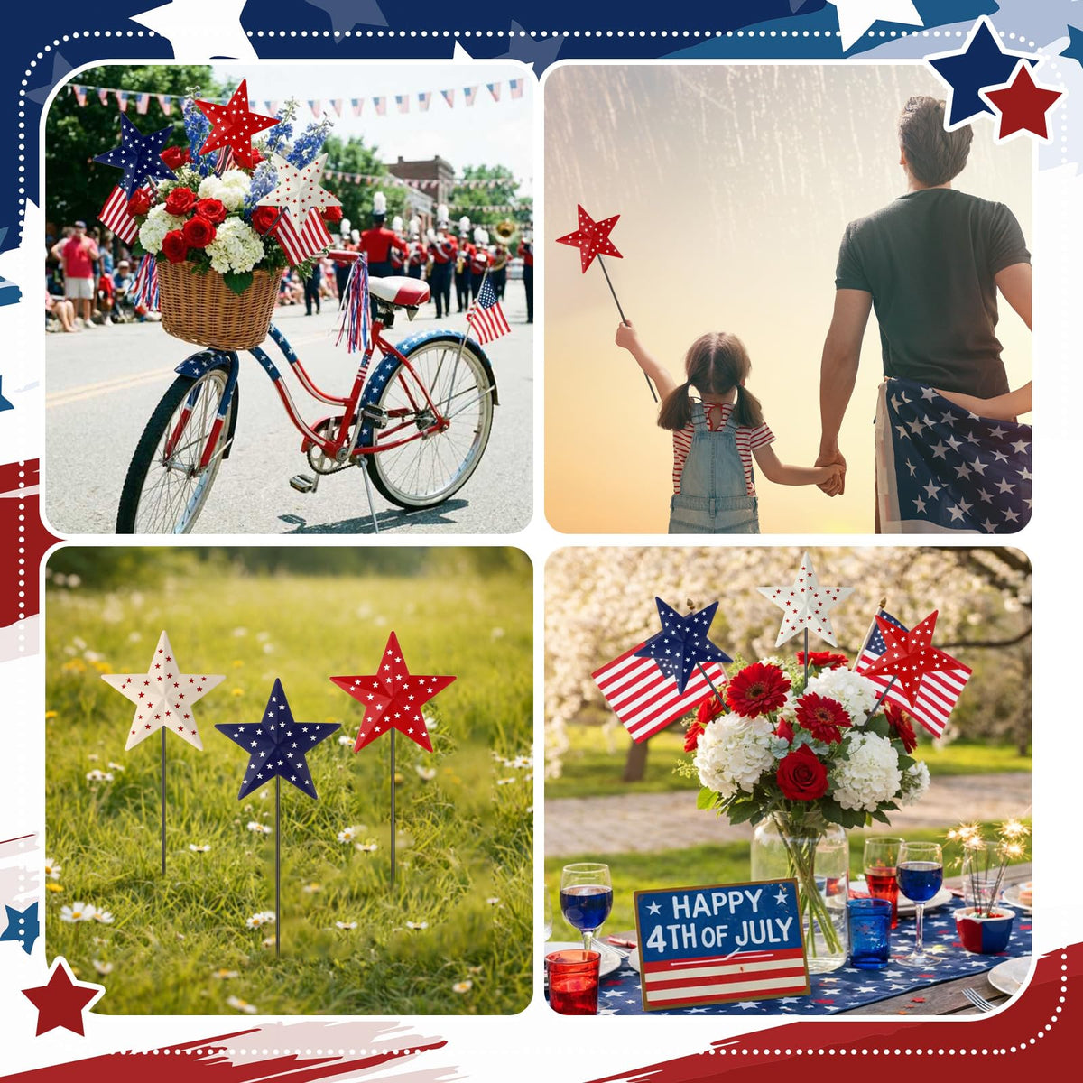 Pickmesh Fourth of July decor flag stake with durable metal construction