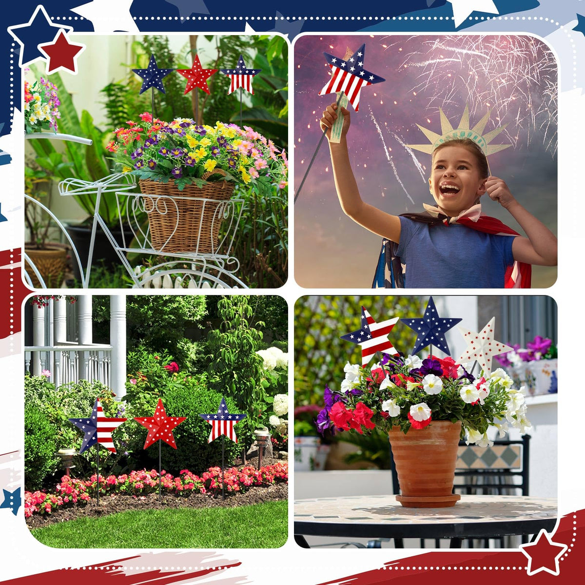 Pickmesh garden decor patriotic collection, complements outdoor accents.