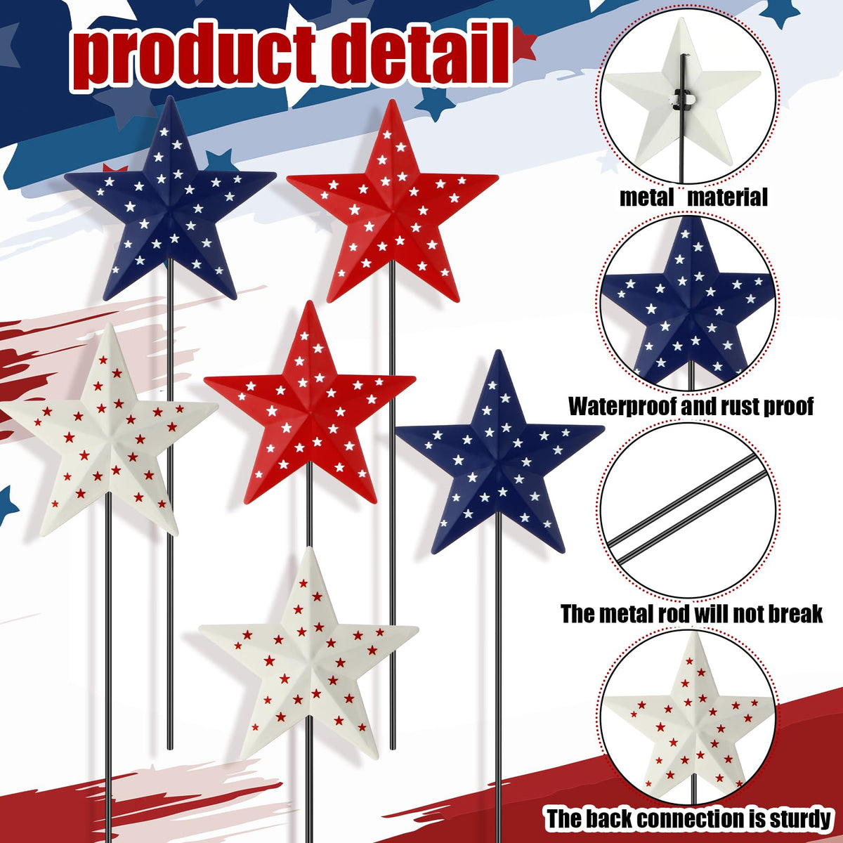 Pickmesh Independence Day yard art metal stake suitable for porch or lawn