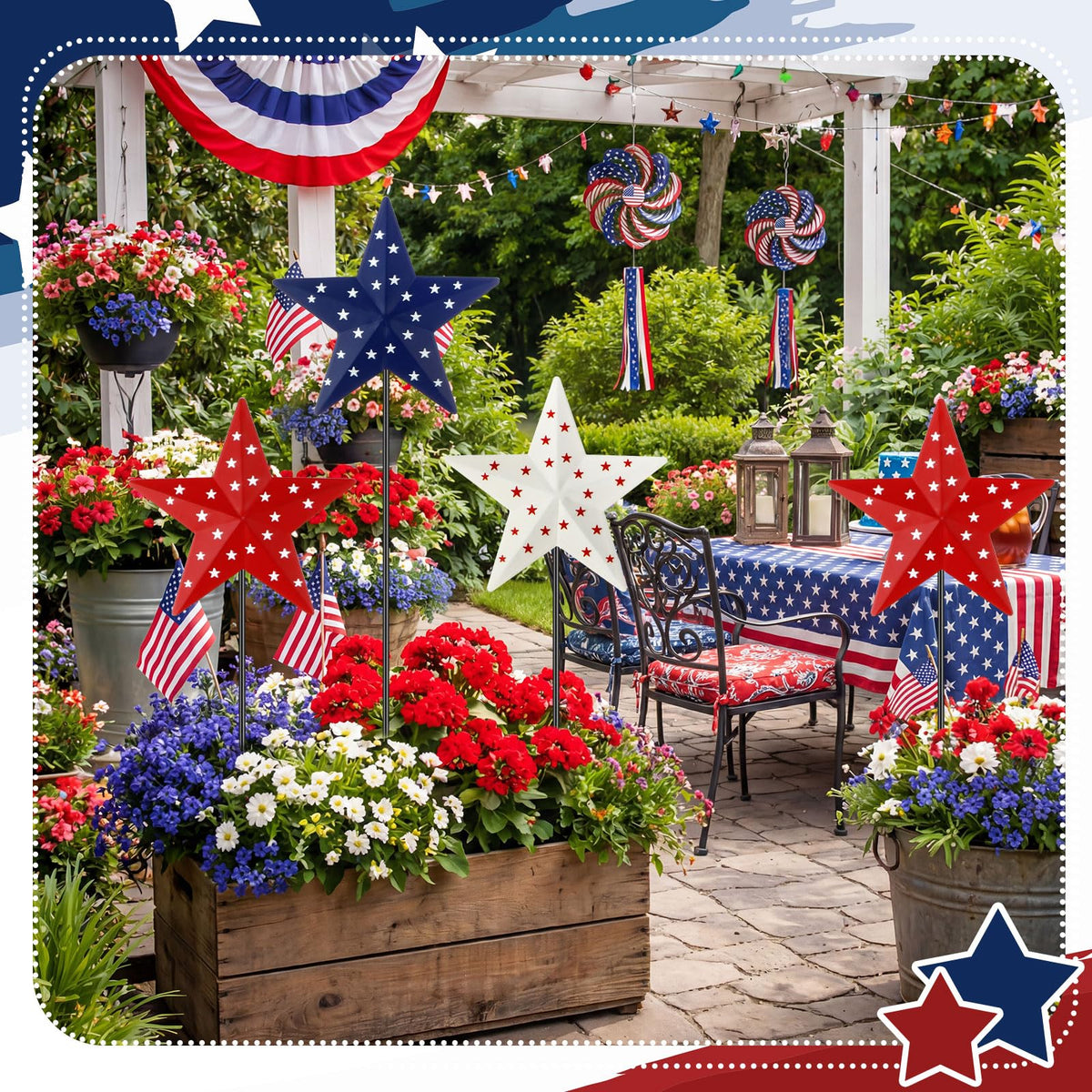 Pickmesh Memorial Day patriotic yard stake adds seasonal charm to garden paths