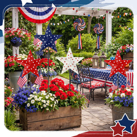 Pickmesh Memorial Day patriotic yard stake adds seasonal charm to garden paths