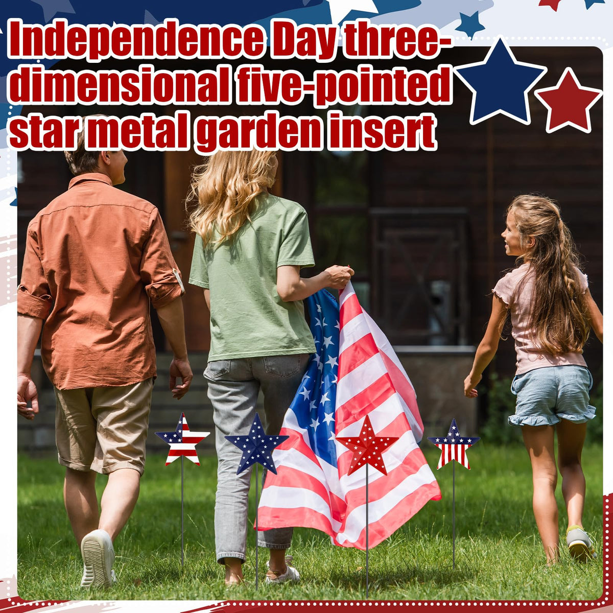 Pickmesh metal yard sign featuring flag motif, sturdy stake for porch or lawn.
