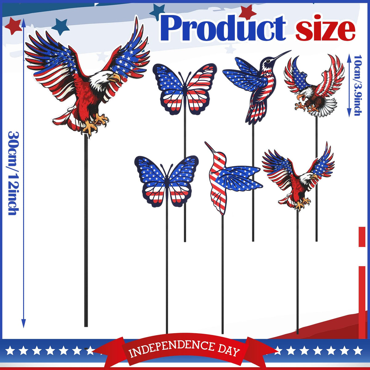 Pickmesh US flag yard stake with red white blue colors
