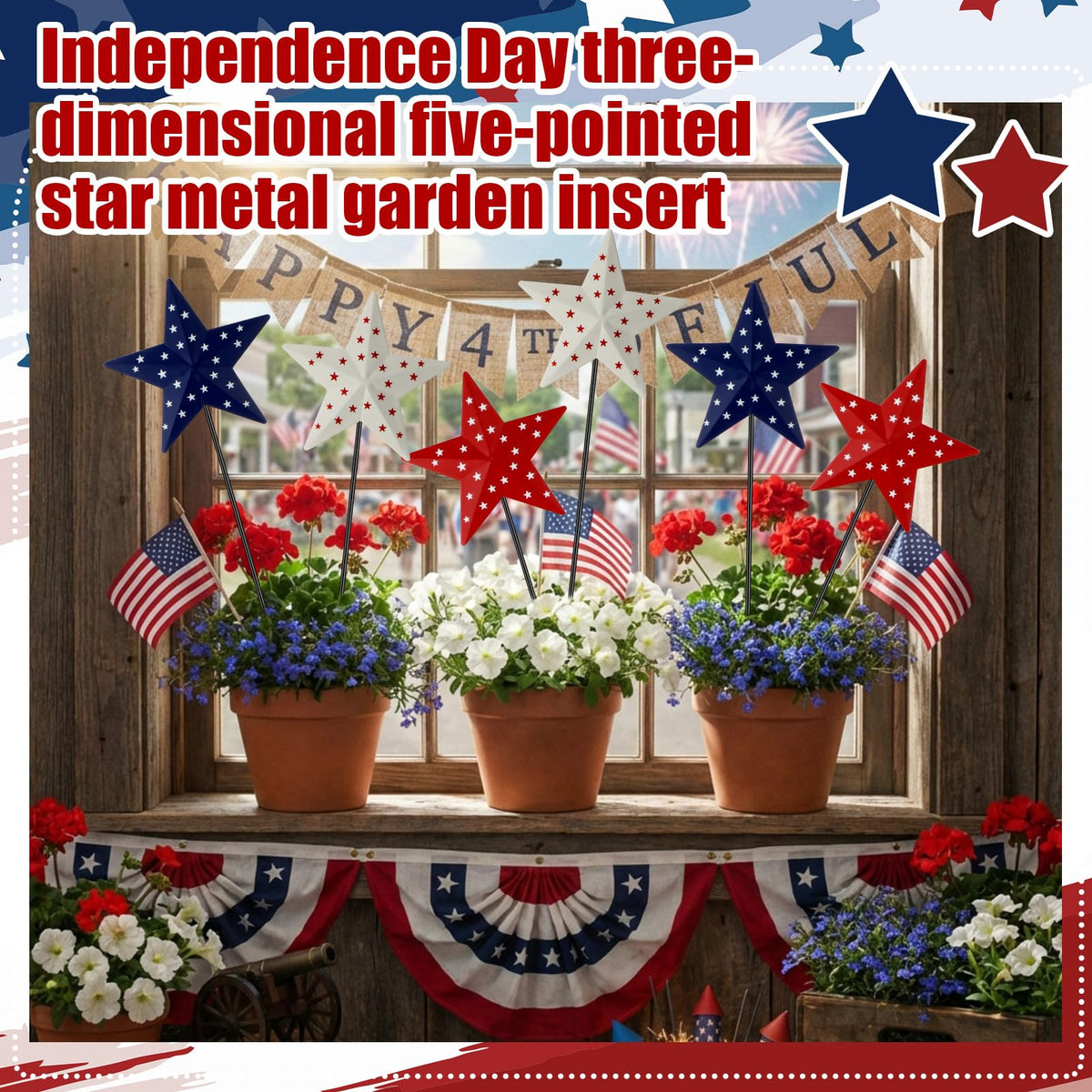 Pickmesh US flag garden sign metal 12in acts as a bold outdoor focal point