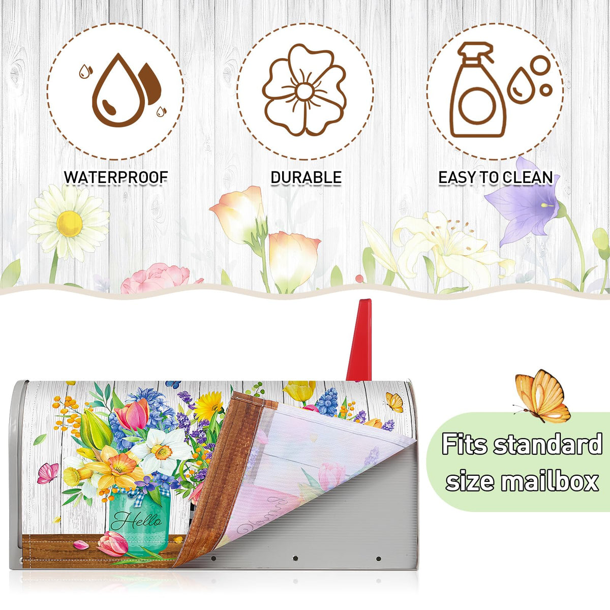 Pickmesh Oxford fabric mailbox cover protects against stains and rust.
