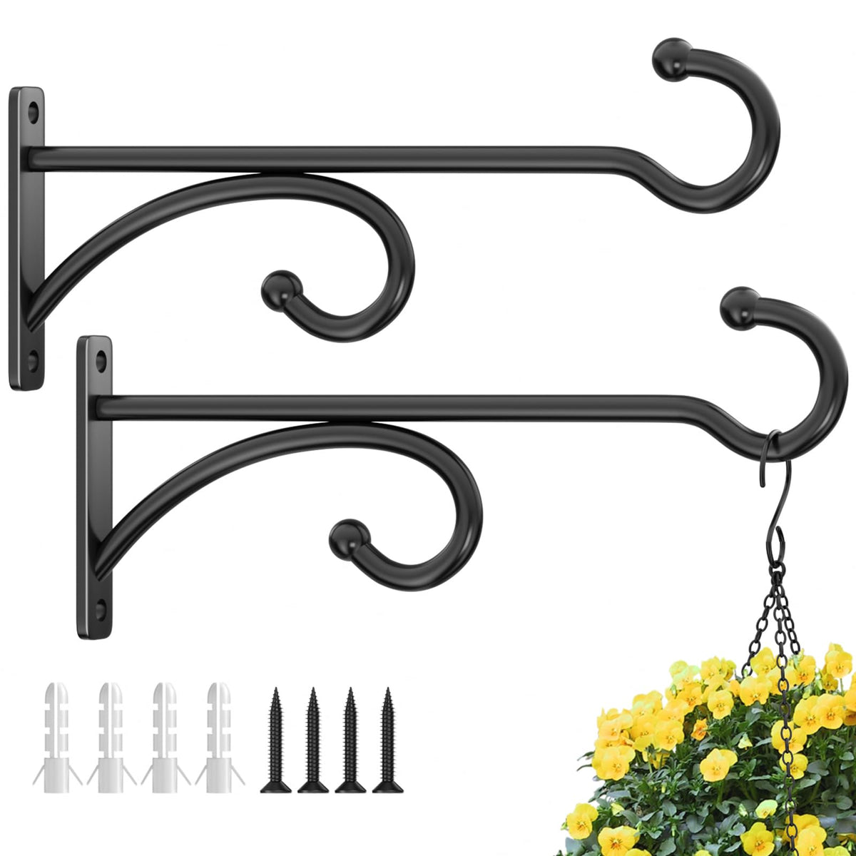 Pickpiff 8-inch planter hook mounted on wall for sturdy indoor use.