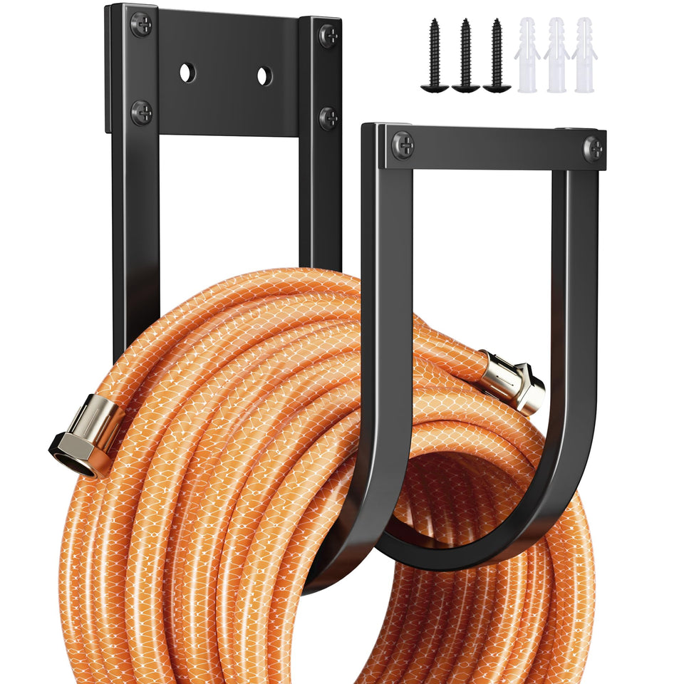 Pickpiff garden hose holder wall mount keeping long hoses neatly organized outdoors.