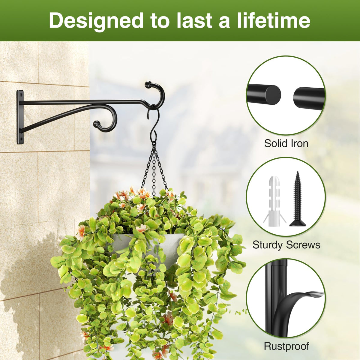 Pickpiff hanging plant display on a railing with baskets