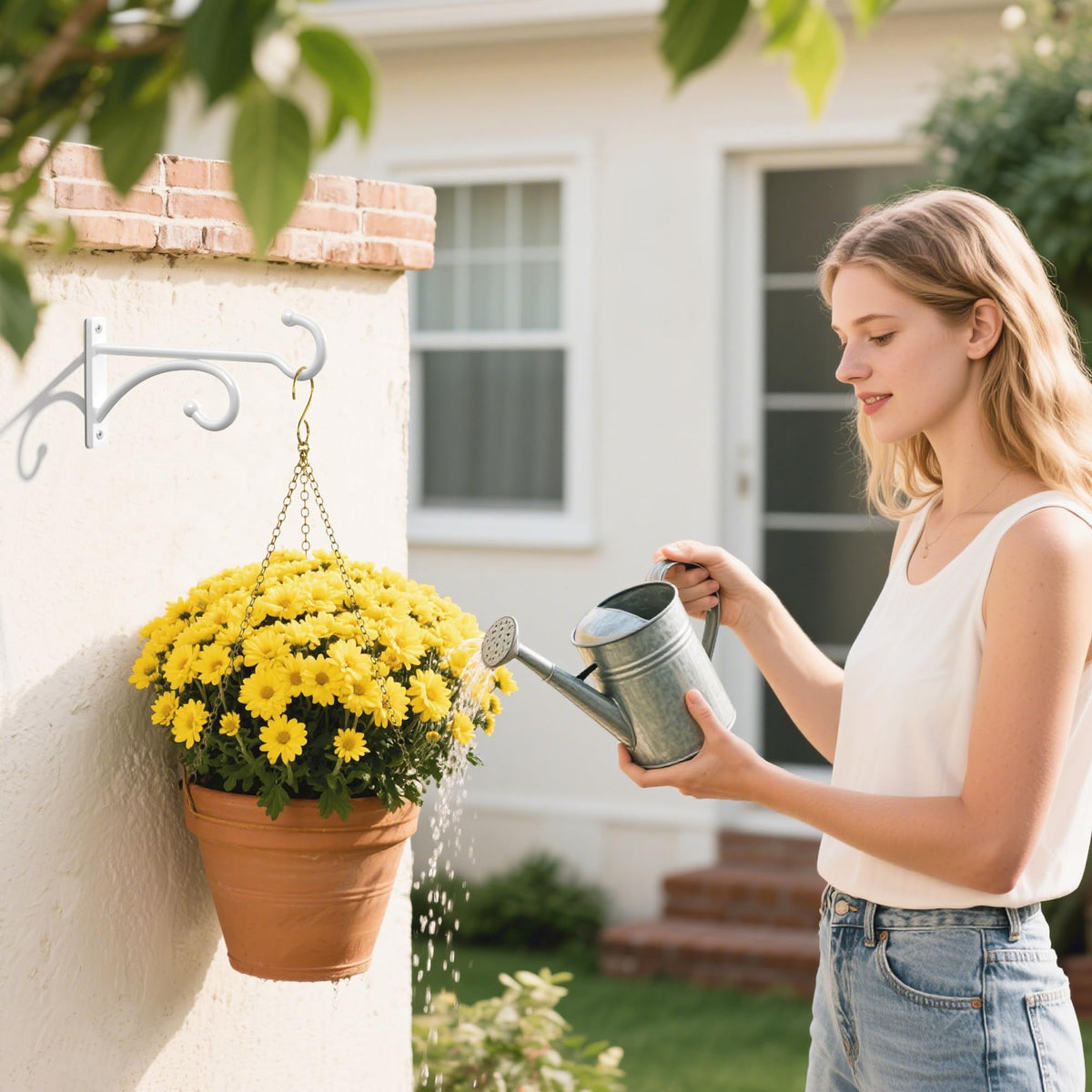 Pickpiff white planter hook ideal for hanging baskets and decor.