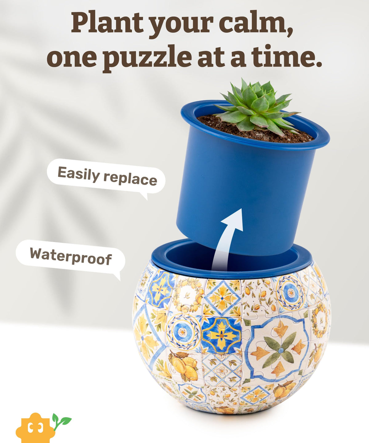 PieceRelax 3D puzzle planter interlock closeup reveals precise connections without glue.
