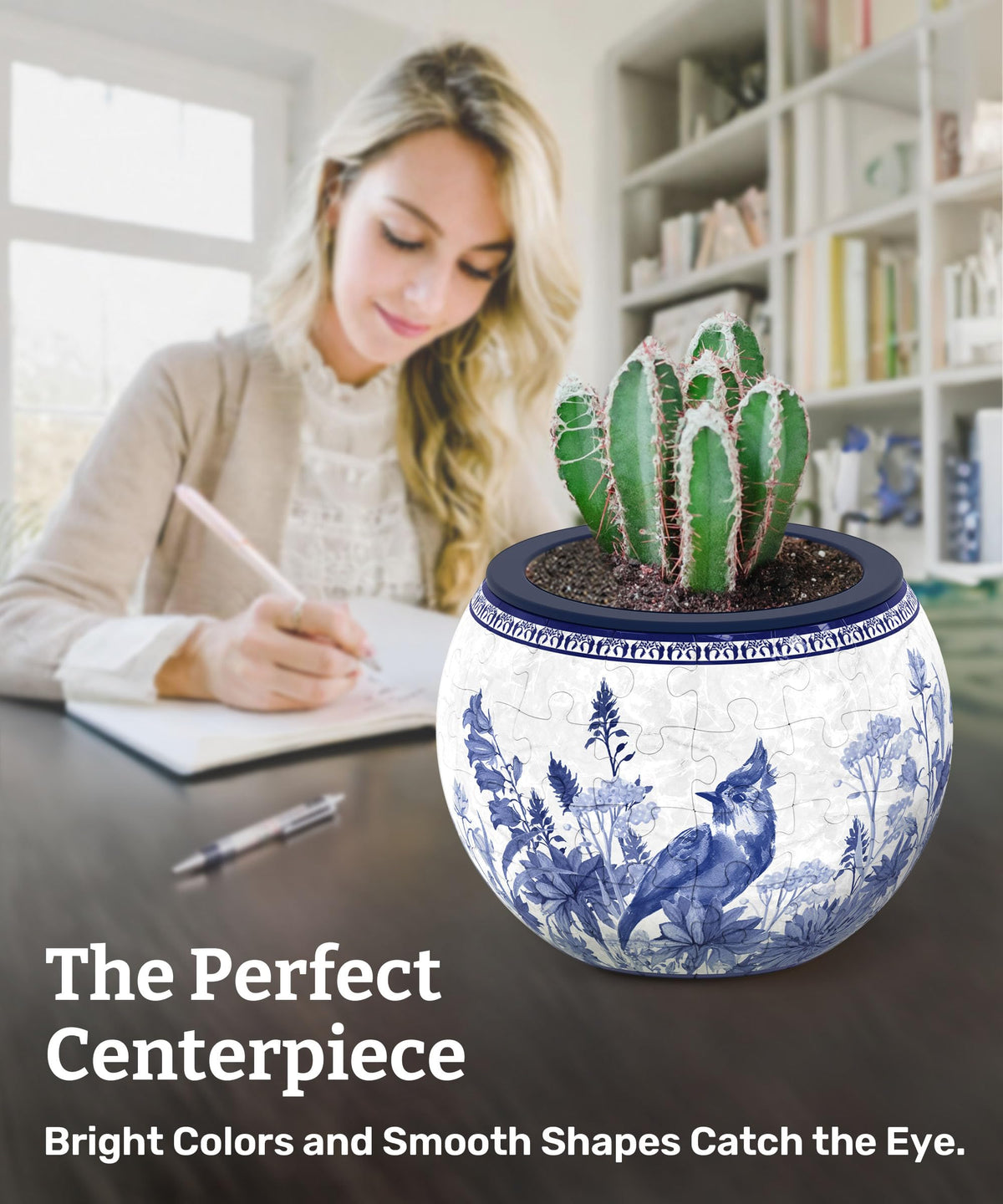PieceRelax dual-layer planter with drip tray simplifies watering and mess-free use.