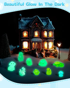 Piemow mushrooms figurine glows after light exposure for night décor