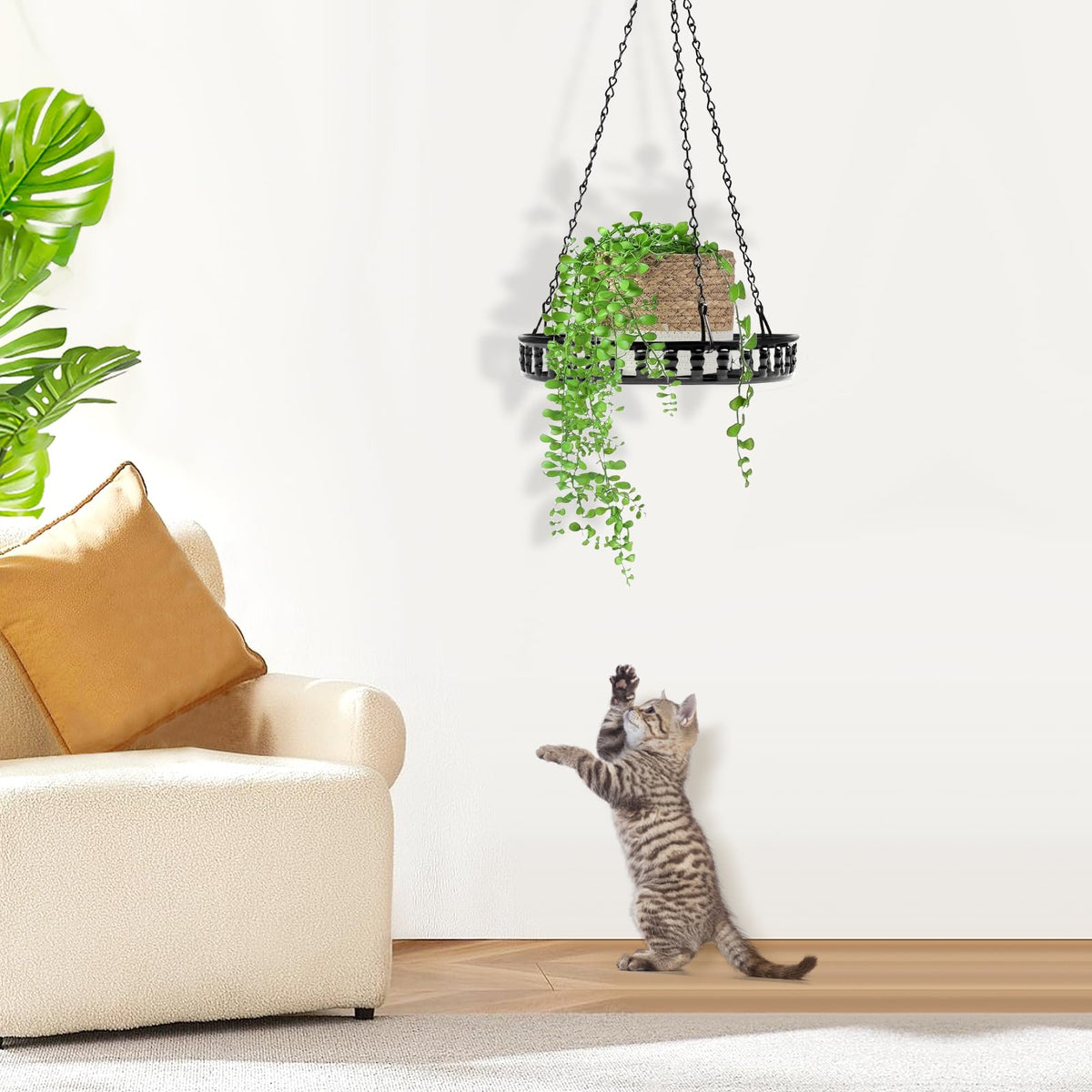 Ceiling-hanging setup for PIKAMAO plant hanger enabling flexible placement