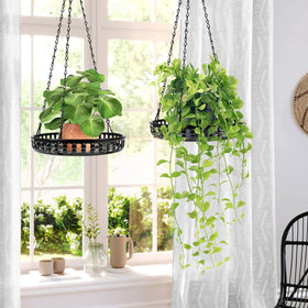Close-up of PIKAMAO hanging planter tray showing sturdy metal construction