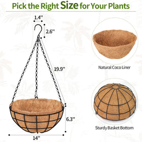 PIKAMAO metal wire hanging baskets for durable outdoor use.
