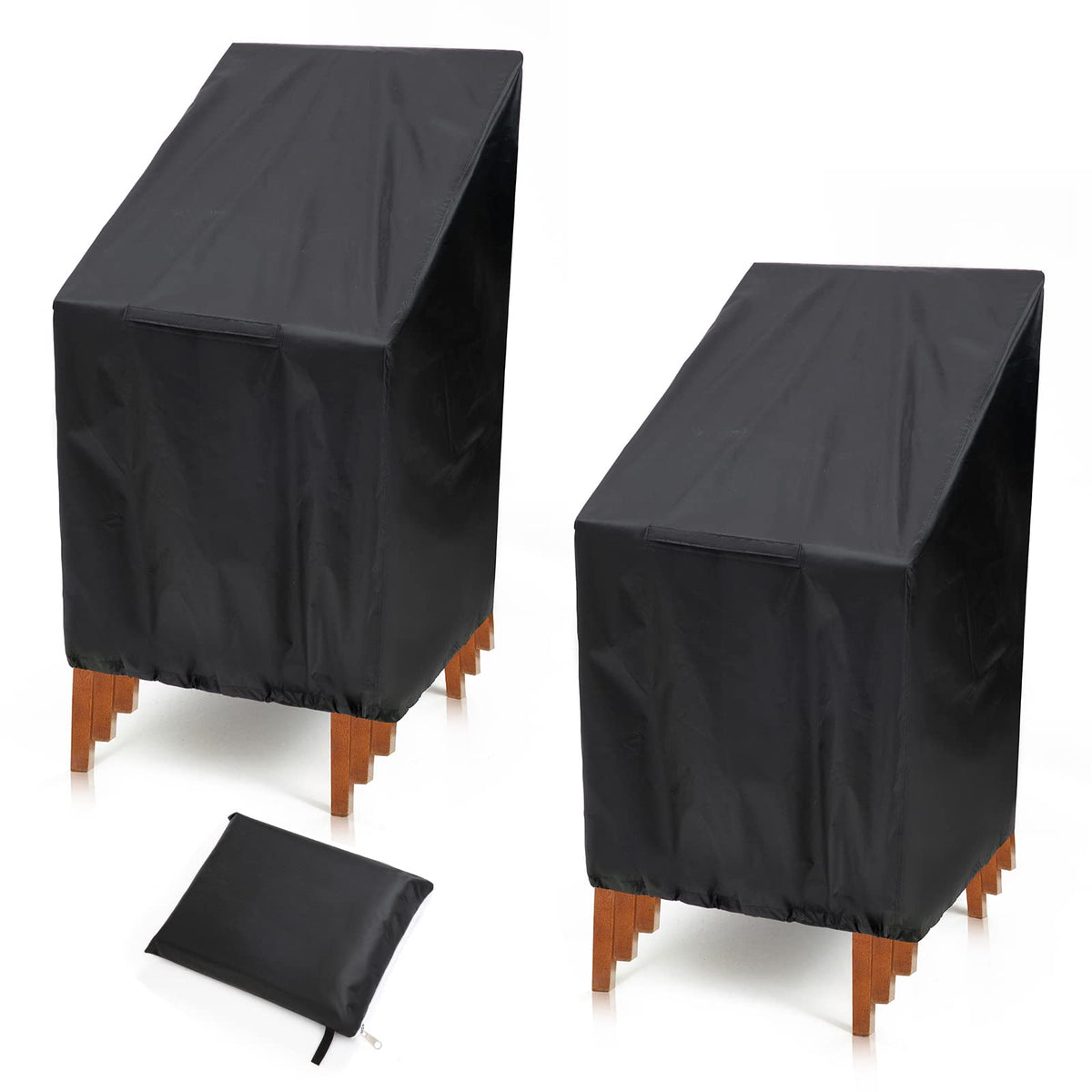 PIKAMAO 2-pack stackable chair covers protect outdoor chairs during storage