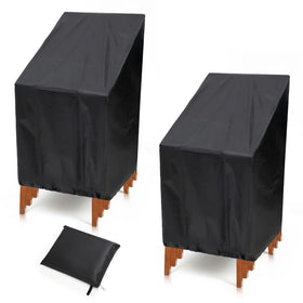 PIKAMAO 2-pack stackable chair covers protect outdoor chairs during storage