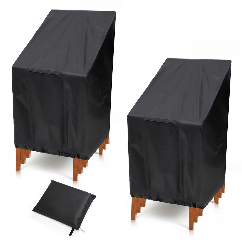 PIKAMAO 2-pack stackable chair covers protect outdoor chairs during storage