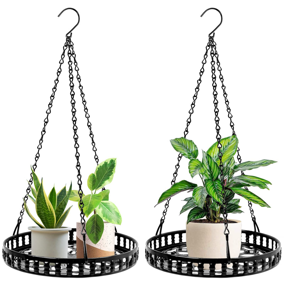 PIKAMAO plant hanger two-pack in indoor/outdoor setup for space-saving decor