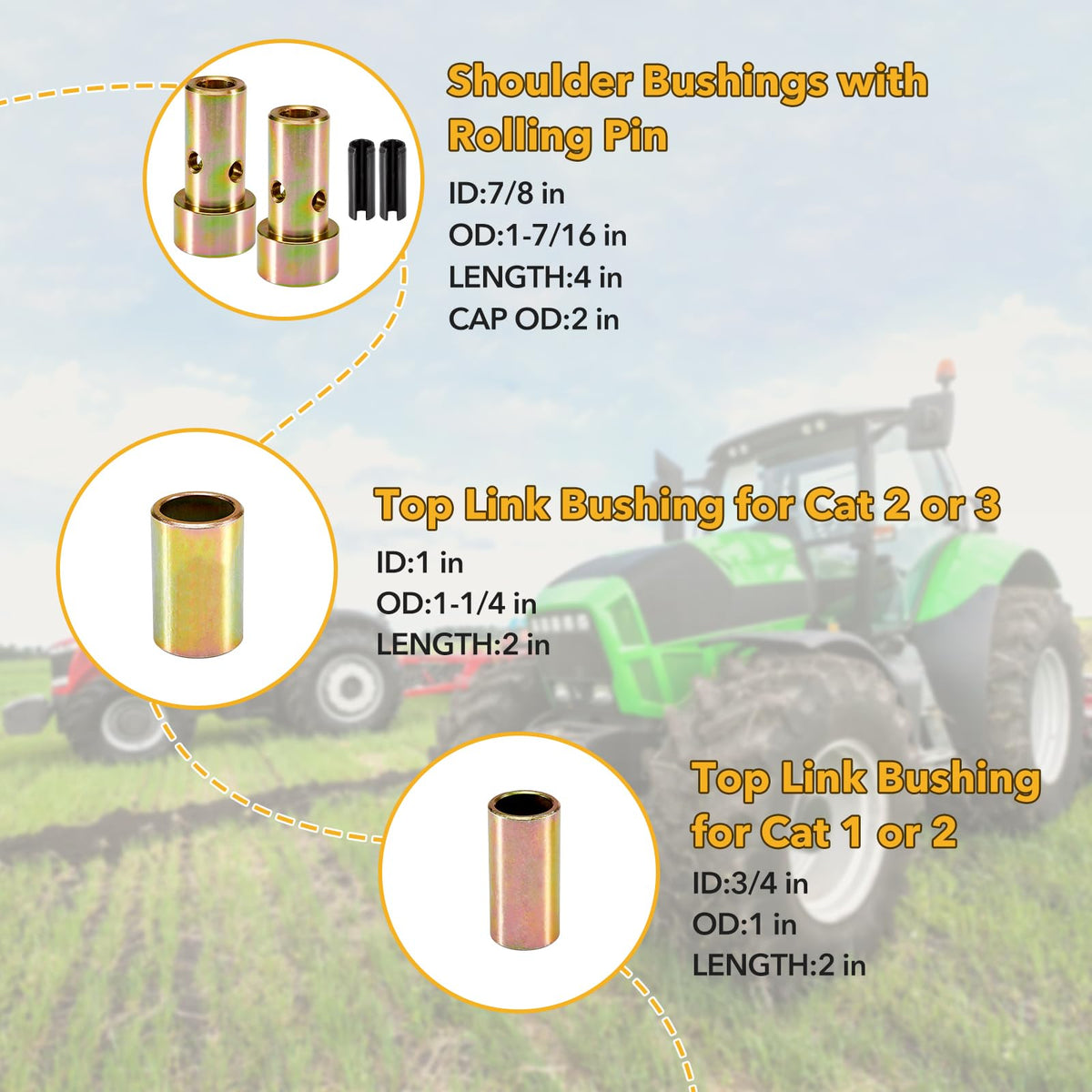 Pilida Cat 1 kit contents including bushings and pins