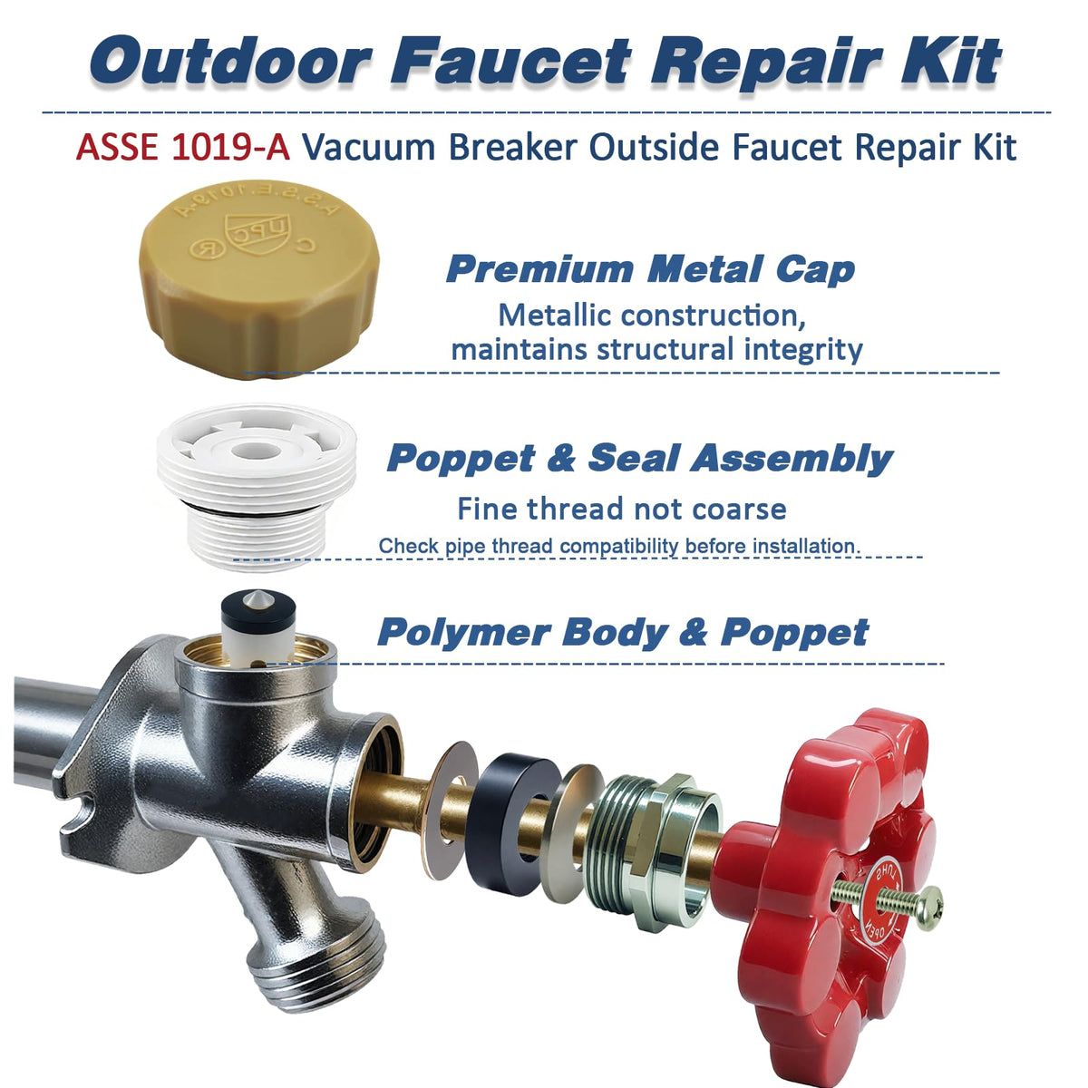 PILISPARK AS1019-A materials overview features steel, aluminum, copper for strong faucet repair