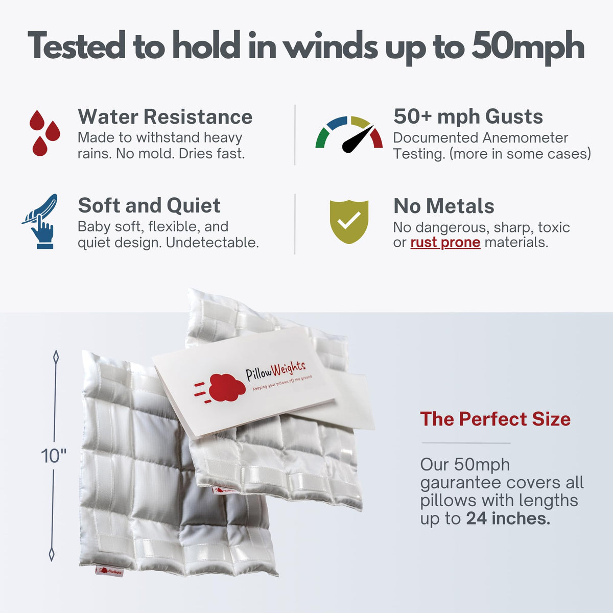 PillowWeights wind tested to 50 mph on patio keeps cushions in place