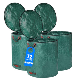 Pilntons 72-gallon bag with lid open for easy yard debris collection.