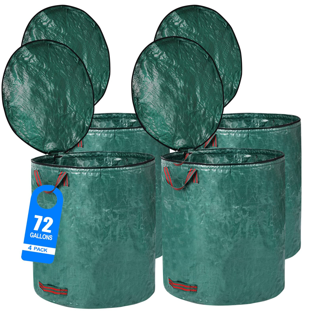 Pilntons 4-pack 72-gallon yard bags with lid ready for outdoor cleanup
