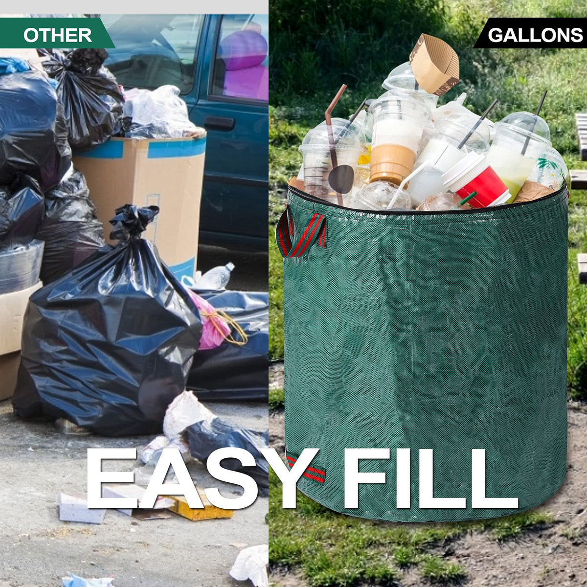 Pilntons zippered-top bag keeps leaves secure during transport.