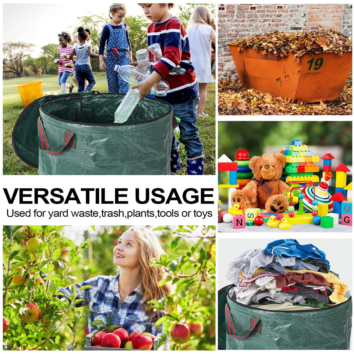 Pilntons folded yard bags store compactly after cleanup.