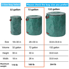 Pilntons heavy-duty yard bag with 4 handles for easy carrying.