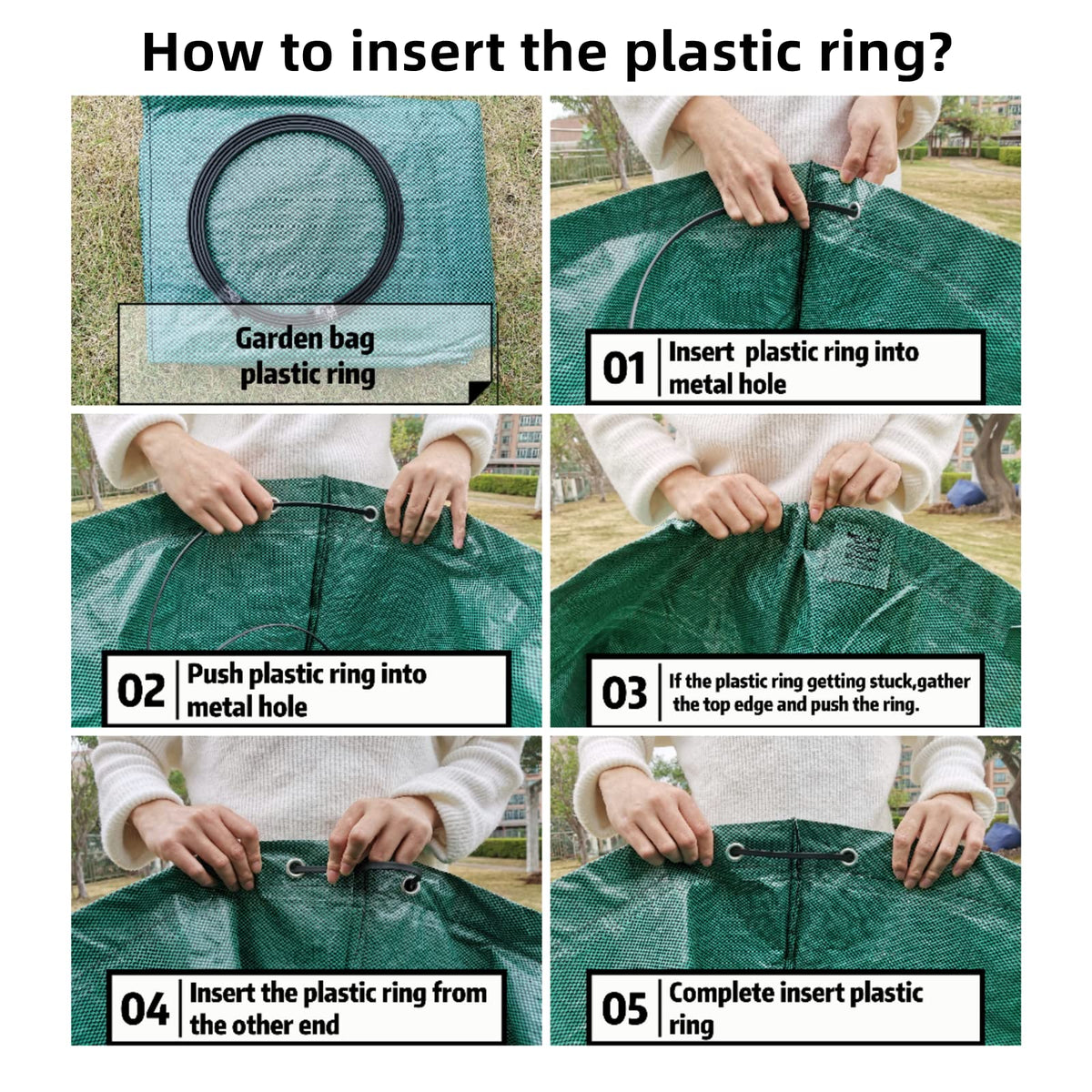 Pilntons garden bags have plastic ring to stay open and upright