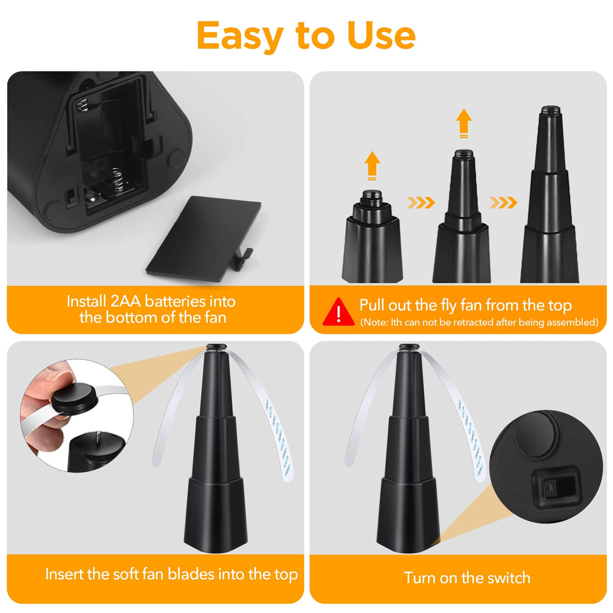 PIMAG soft-blade fly fan stops on contact for safety.